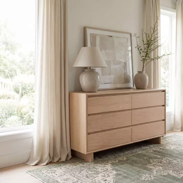 Halmstad Blonde Oak 6 Drawer Dresser