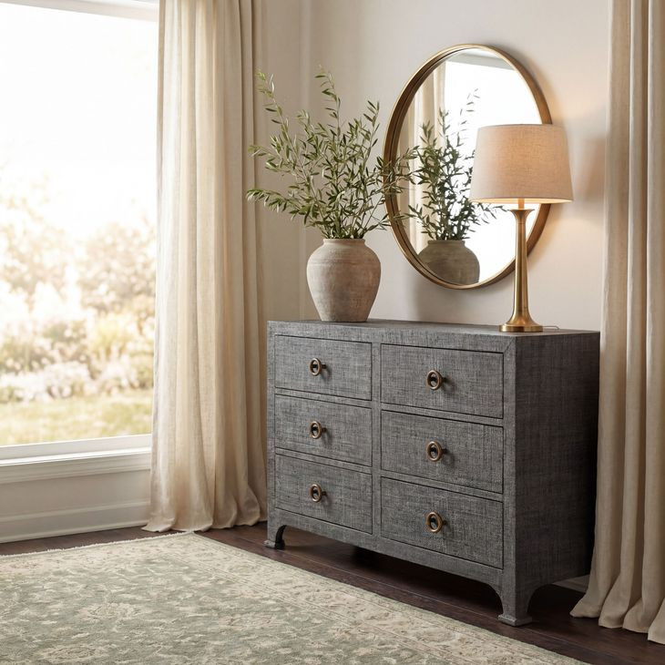 Chatham Charcoal Raffia Dresser