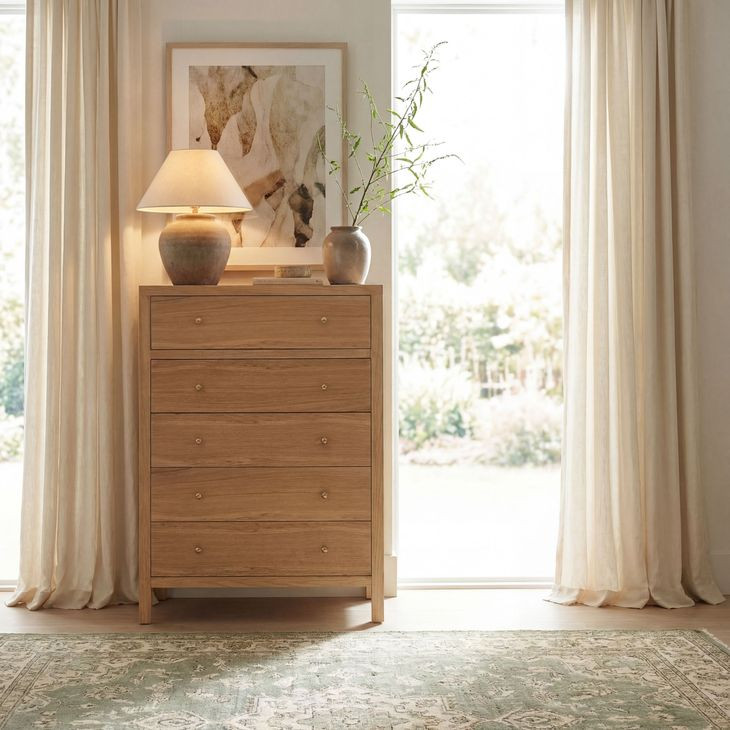 Nora Light Natural 5 Drawer Tall Dresser