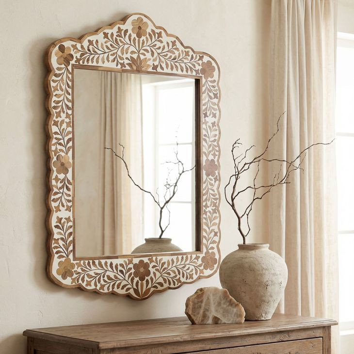 Vivienne Wood And Bone Inlay Wall Mirror