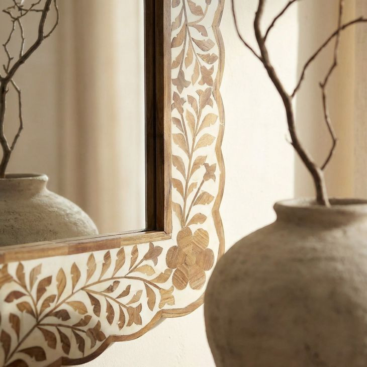 Vivienne Wood And Bone Inlay Wall Mirror