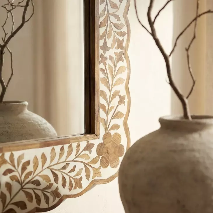 Vivienne Wood And Bone Inlay Wall Mirror