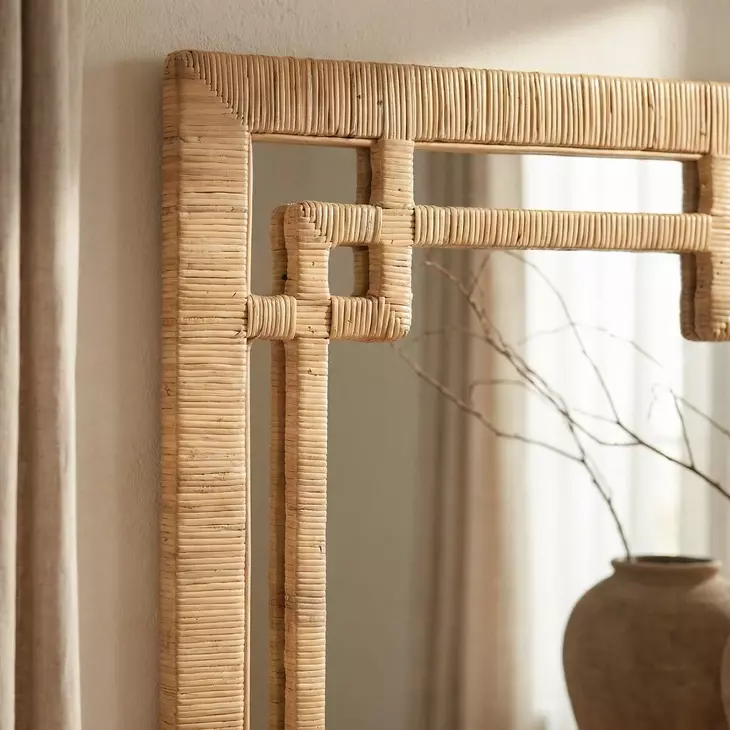 Hana Light Brown Woven Rattan Wall Mirror