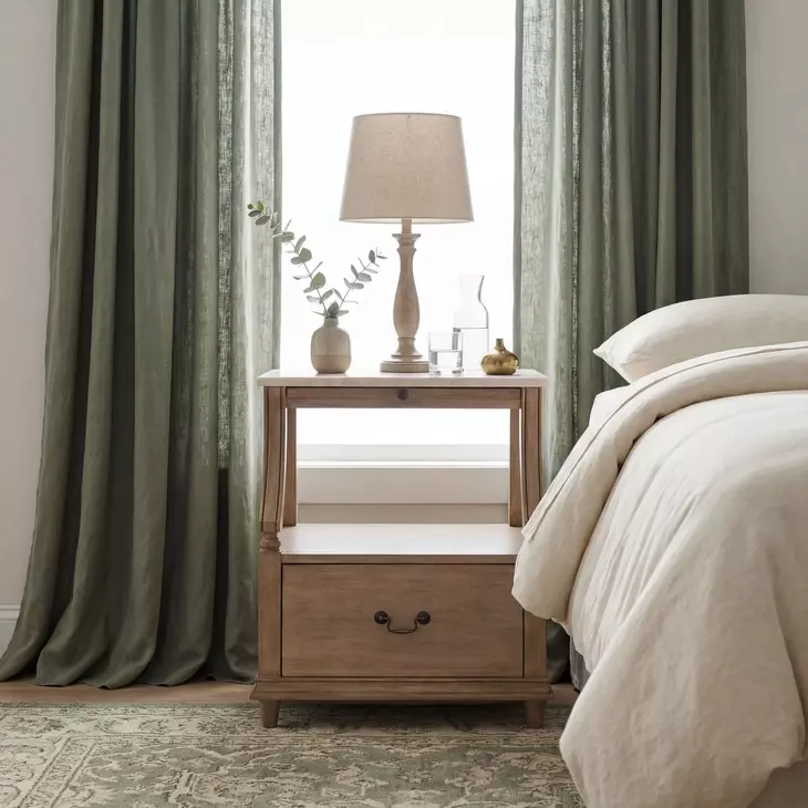Mabel Marble Sandalwood Beige Nightstand