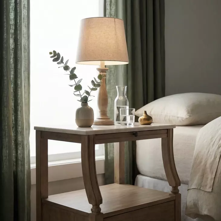 Mabel Marble Sandalwood Beige Nightstand