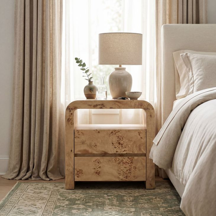 Cora Light Burl Nightstand