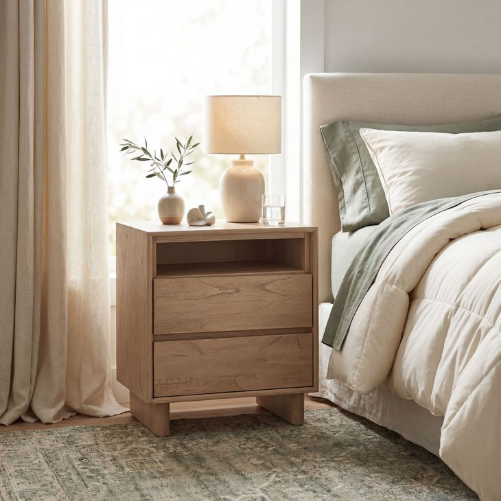 Halmstad Blonde Oak 2 Drawer Nightstand