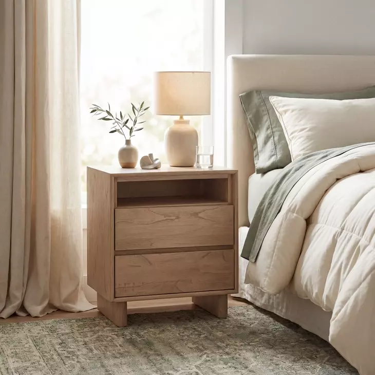 Halmstad Blonde Oak 2 Drawer Nightstand