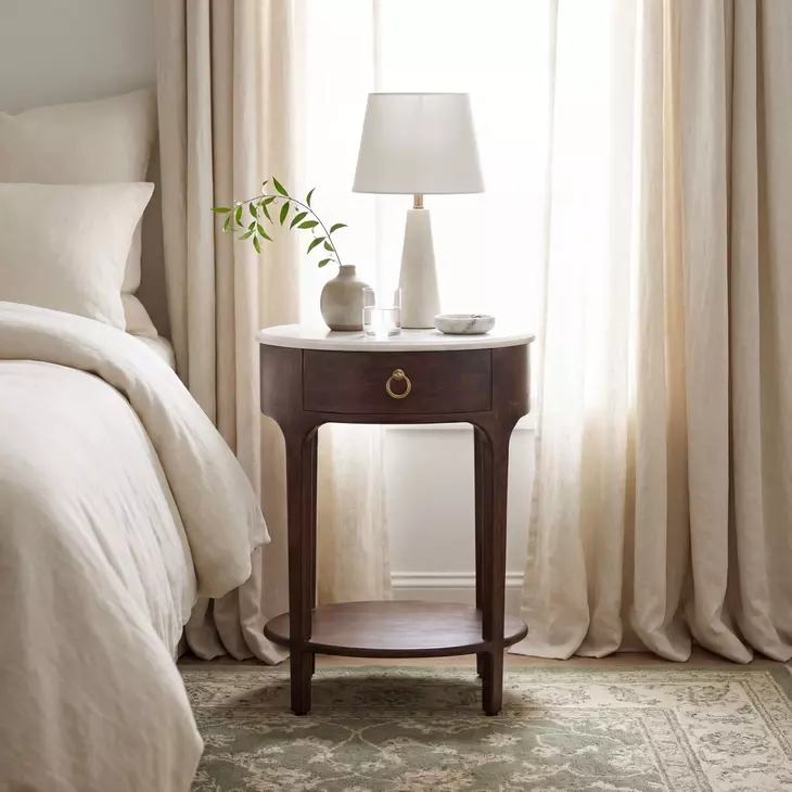 Butler Loft Ellen Distressed Brown Marble Nightstand