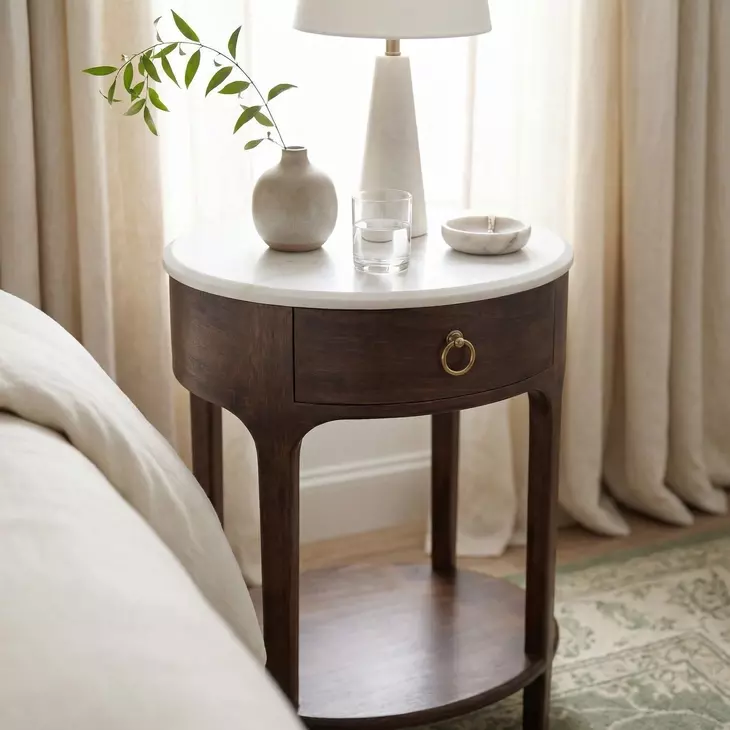 Butler Loft Ellen Distressed Brown Marble Nightstand