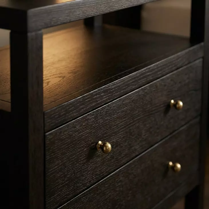 Nora Antique Coffee 2 Drawer Wide Nightstand