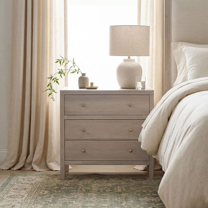 Nora Antique Taupe 3 Drawer Nightstand