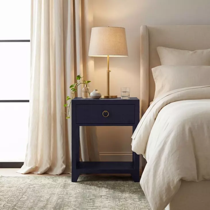 Bar Harbor Dark Navy Raffia Nightstand