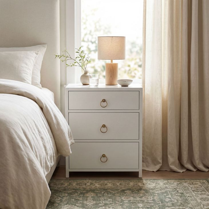 Lark White 3 Drawer 35" Nightstand