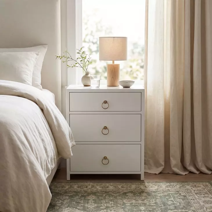 Lark White 3 Drawer 35" Nightstand
