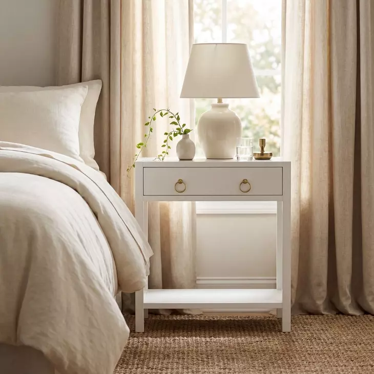 Lark White 1 Drawer Nightstand