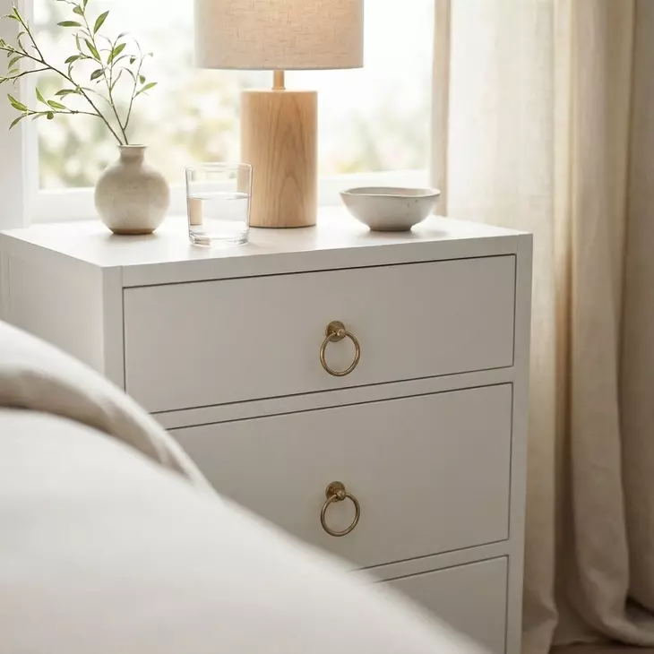 Lark White 3 Drawer 35" Nightstand