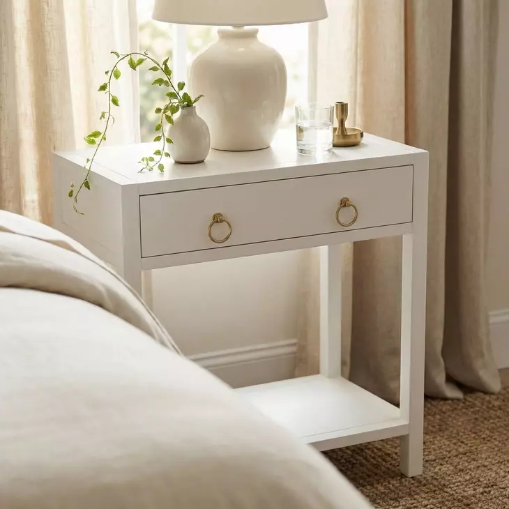 Lark White 1 Drawer Nightstand