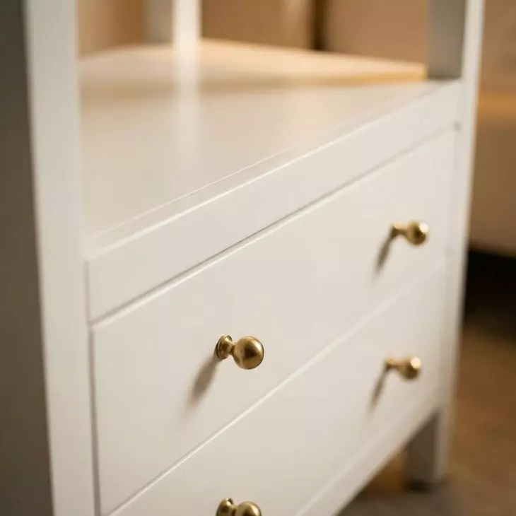 Nora White Wide 2 Drawer Nightstand
