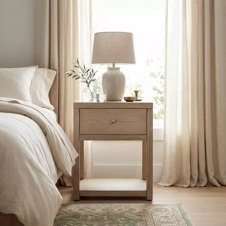 Nora Light Oak 1 Drawer Small Nightstand