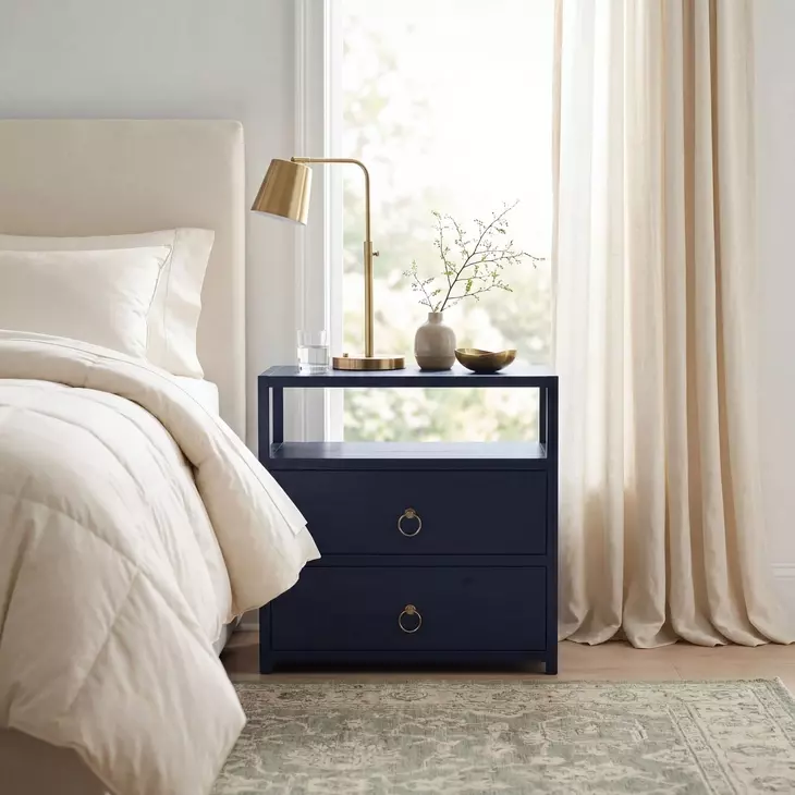 Lark Navy Blue 2 Drawer Nightstand
