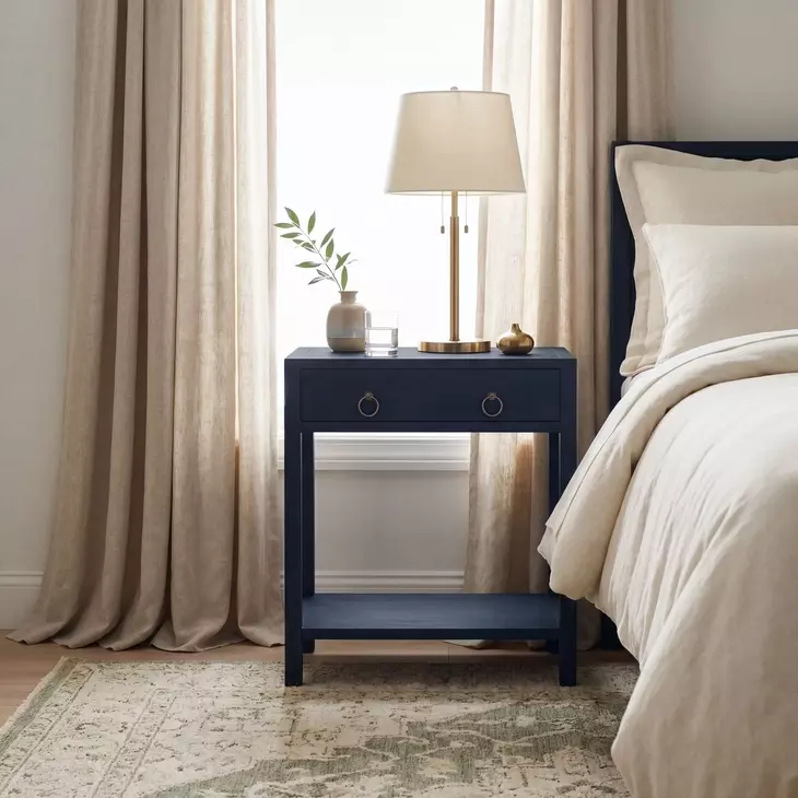 Lark Navy Blue 1 Drawer Nightstand