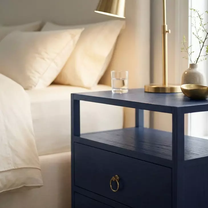 Lark Navy Blue 2 Drawer Nightstand