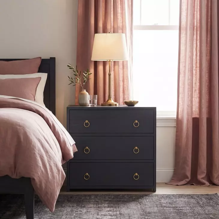 Lark Navy Blue 3 Drawer 34" Nightstand