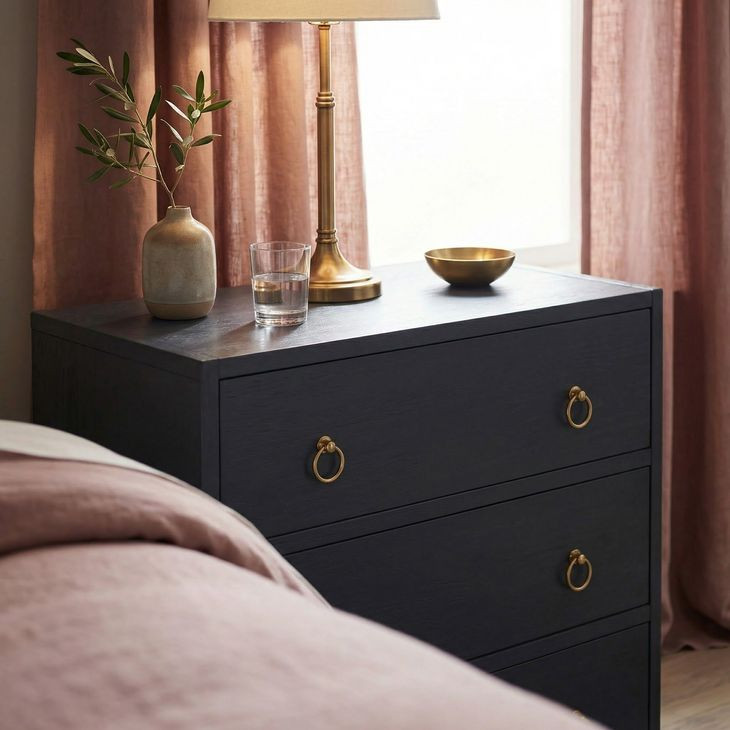 Lark Navy Blue 3 Drawer 34" Nightstand