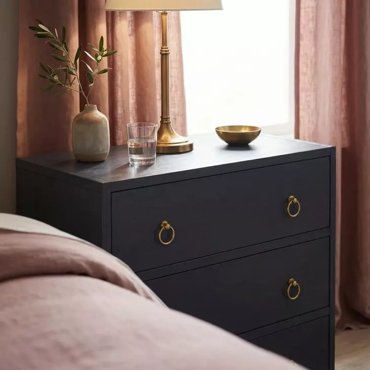 Lark Navy Blue 3 Drawer 34" Nightstand