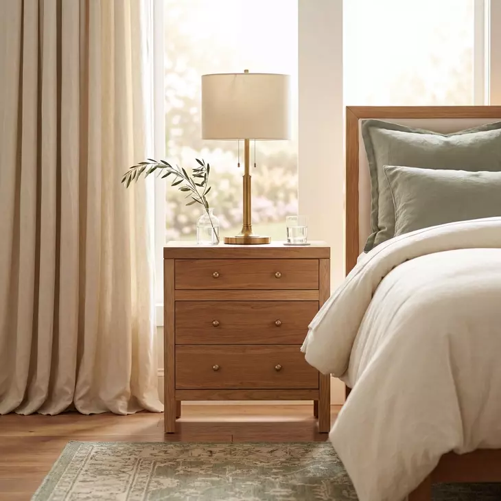 Nora Light Natural Rectangular 3 Drawer Nightstand