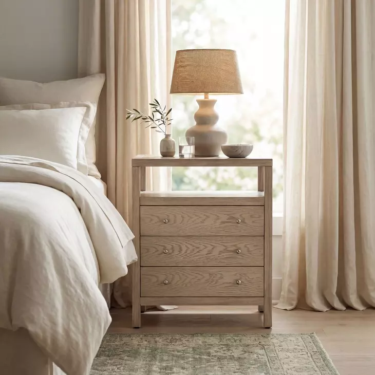 Nora Light Oak 3 Drawer Tall Nightstand