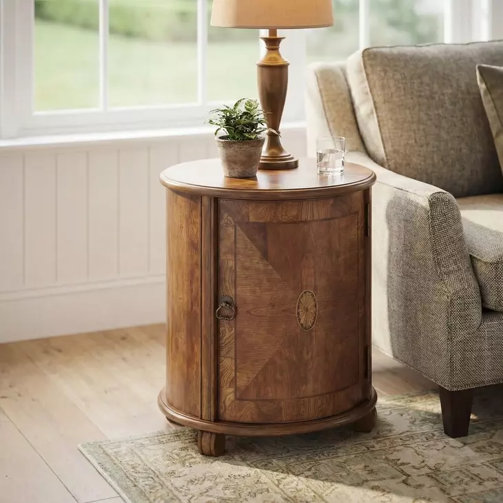 Lawrie Masterpiece Olive Ash Burl Drum Table