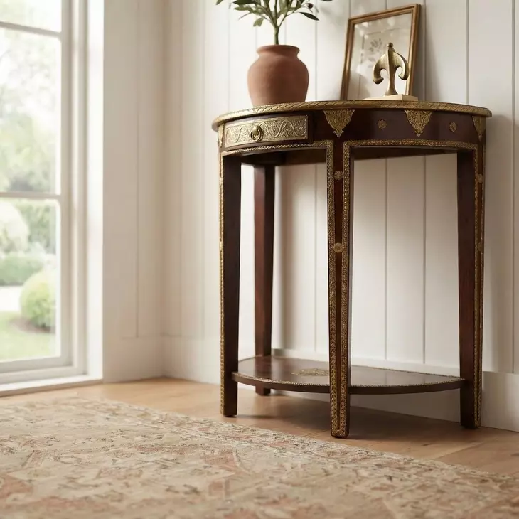 Ranthore Dark Brown Demilune Console Table