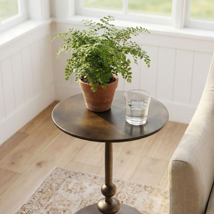 Zora Black Iron Pedestal End Table