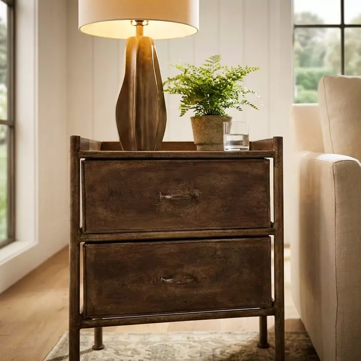 Cameron Bronze Industrial Chic Side Table