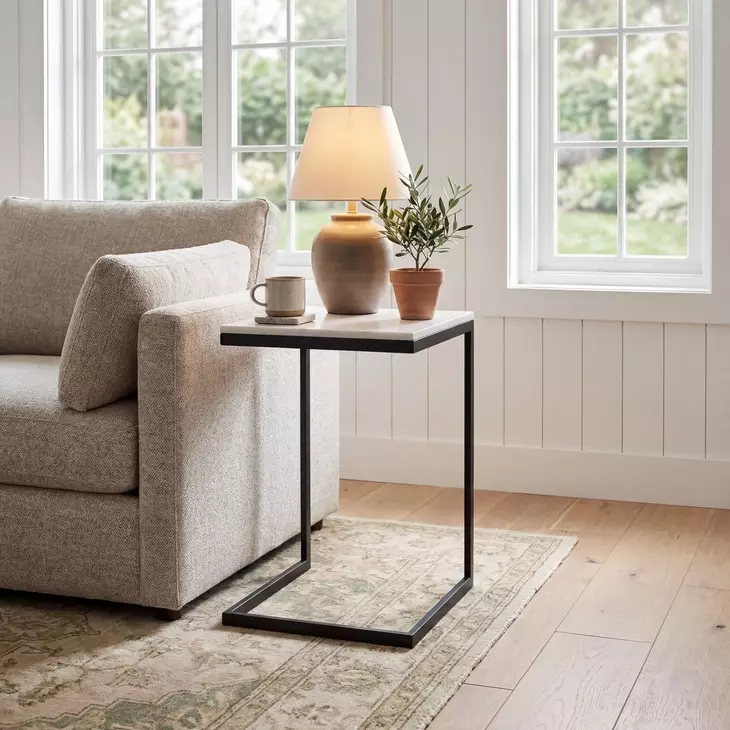 Lawler White and Black End Table