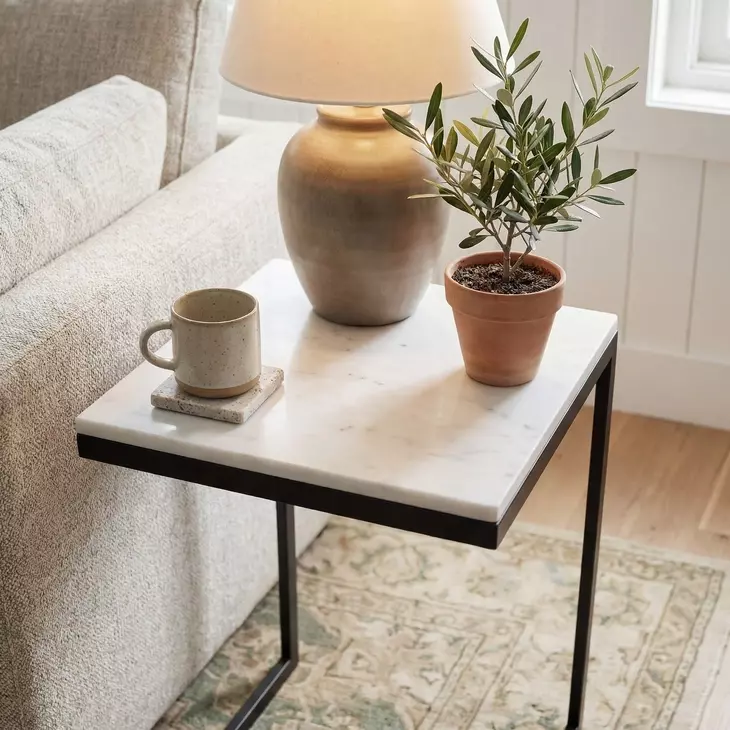 Lawler White and Black End Table