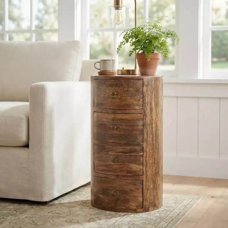 Liam Light Brown Wood Storage End Table
