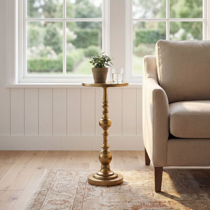 Darien Gold Pedestal Side Table