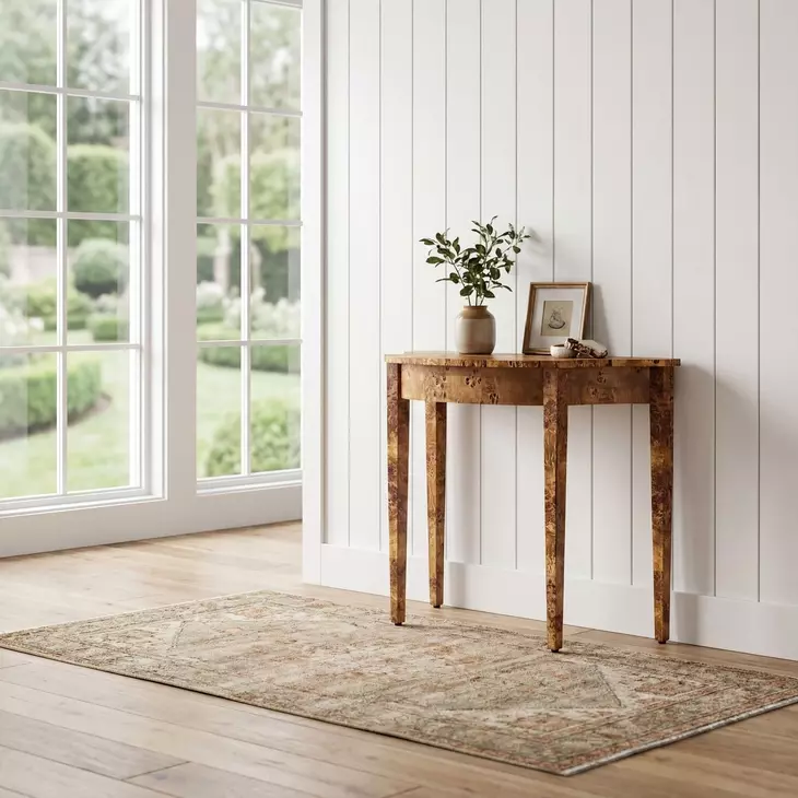 Chester Traditional Burl Console Table