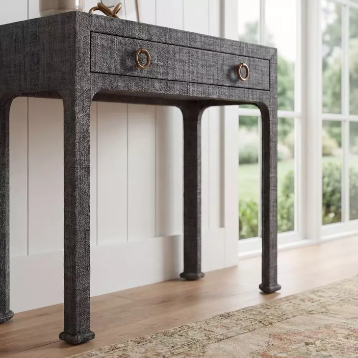 Chatham Charcoal Raffia Console Table