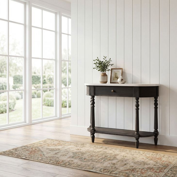 Danielle Washed Black And White Marble Console Table
