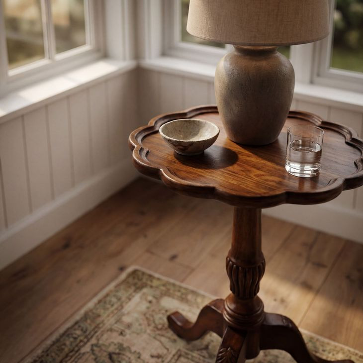 Masterpiece Dansby Vintage Oak Pedestal Table