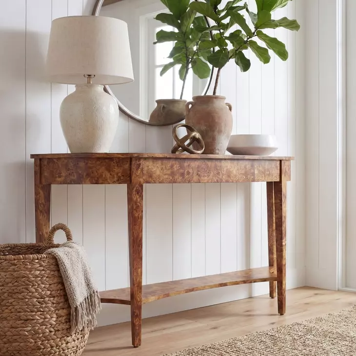 Astor Traditional Burl Console Table