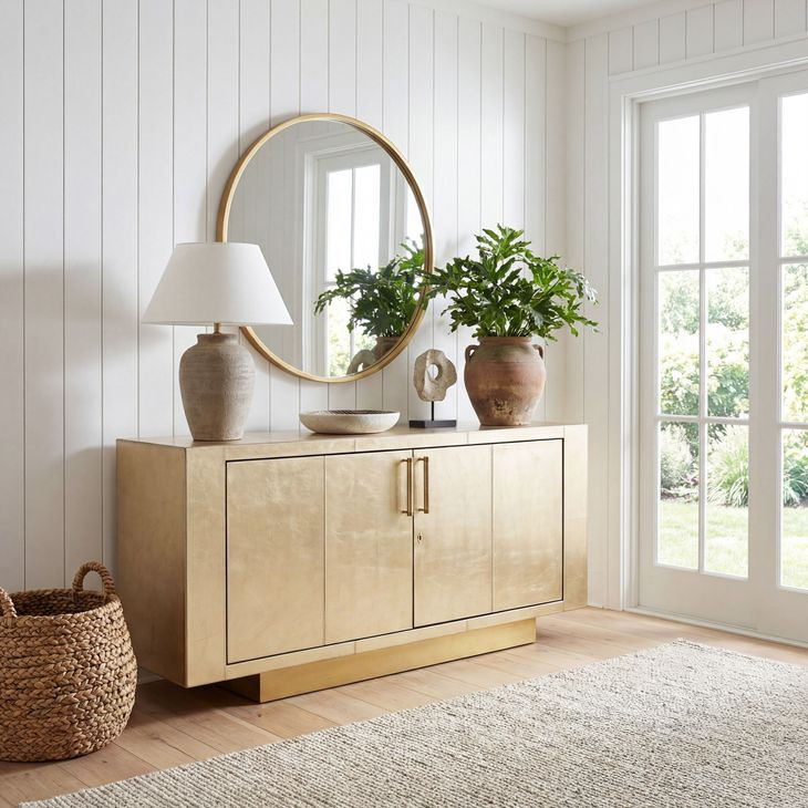 Francois Gold Leather Buffet