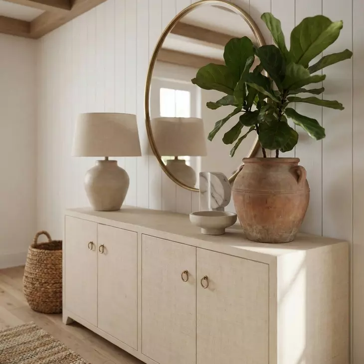 Bar Harbor Natural Raffia 4 Door Sideboard