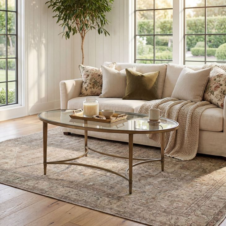 Monica Gold Oval Coffee Table