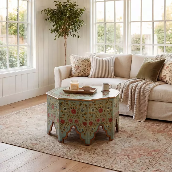 Priya Green Hand Painted Coffee Table From Home Gallery Stores