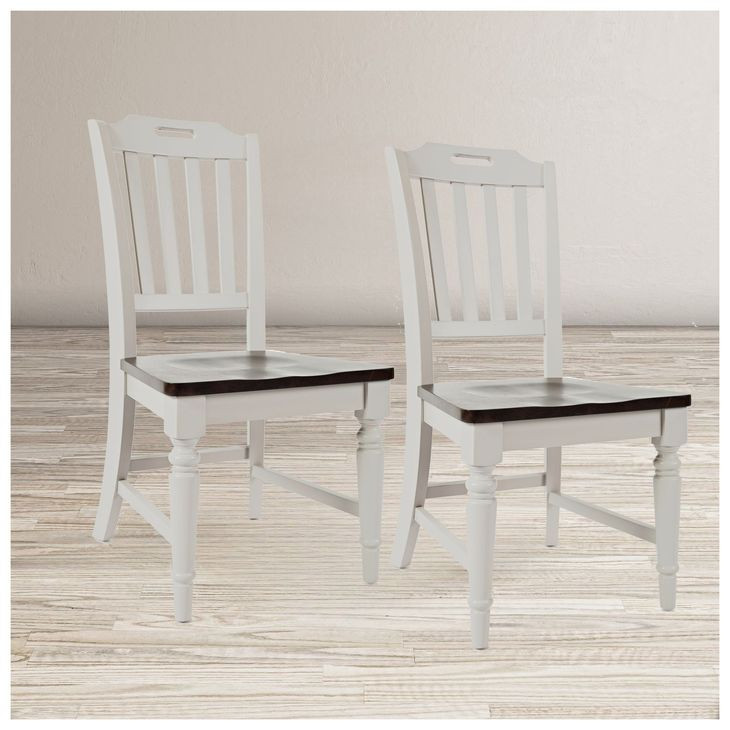 Orchard Park Brown And Light Grey Slat Back Side Chair Set of 2